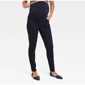 Ingrid & Isabel Maternity Highrise Over Belly Skinny Jean Black XS Denim Stretch
